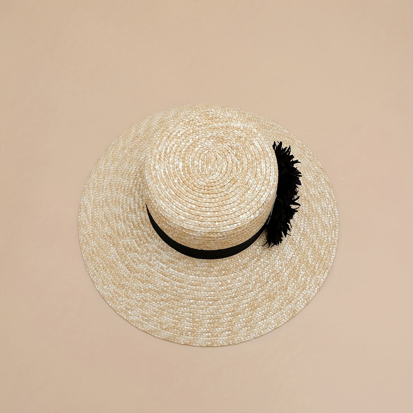 Khaki Wide Brim Straw Sun Hat for Women