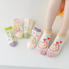 Girls Casual Cartoon Ankle Socks - Comfortable Breathable Cotton Socks