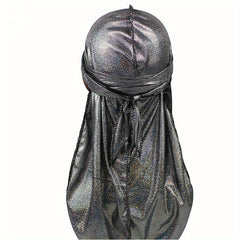 Sparkly Satin Durags Elastic Turban Head Wraps Hip Hop Solid Bandanas