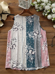 Floral Print Notched Neck Tank Top