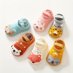 3 Pairs Cartoon Animal Knit Floor Socks for Toddler Baby Boys/Girls
