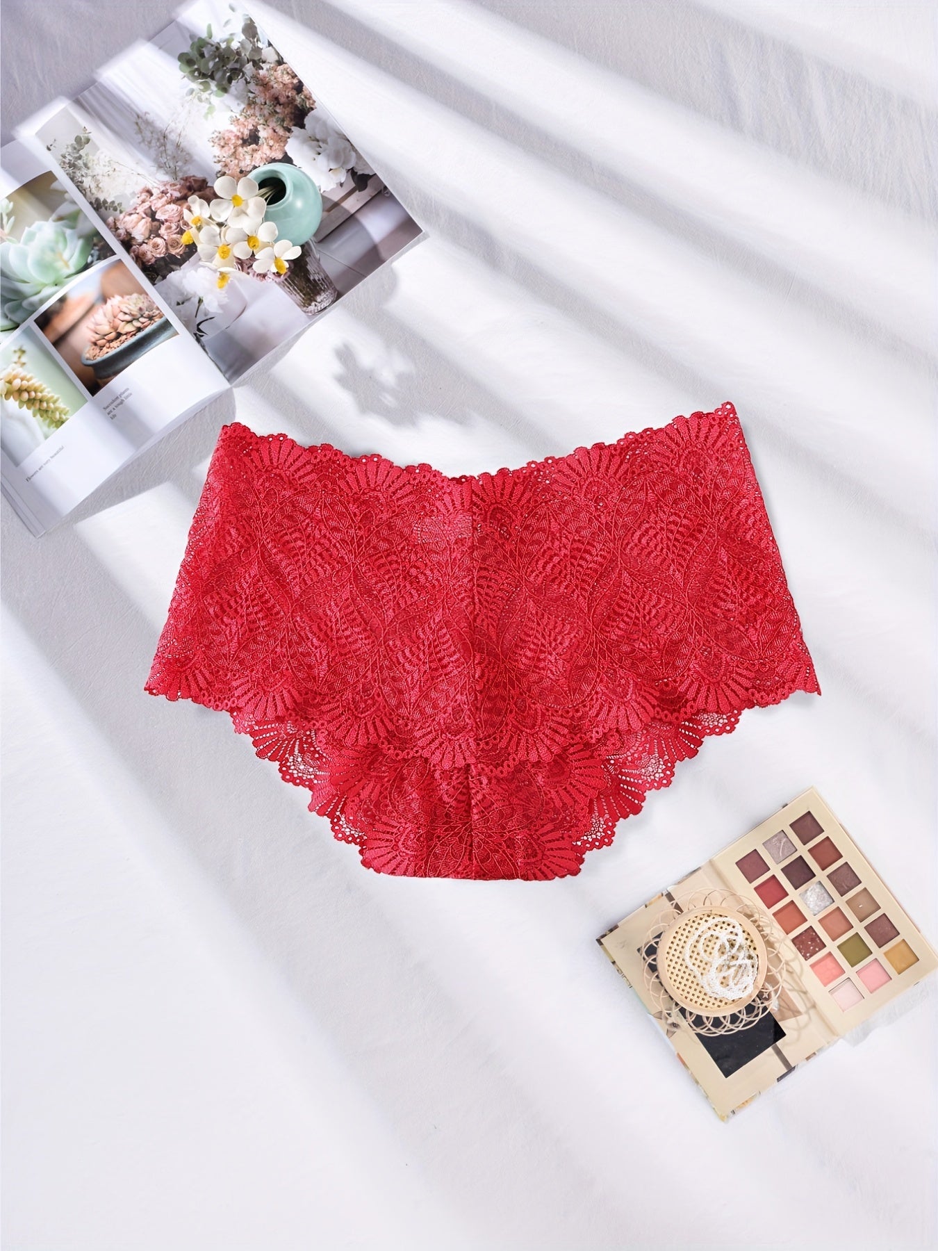 2 Pack Women's Plus Floral Lace Seamless Underwear Set
