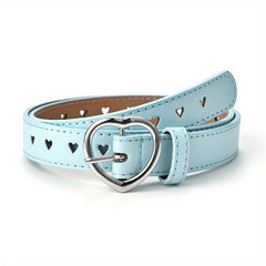 Girls Peach Heart Buckle Waist Belt Faux Leather Belt