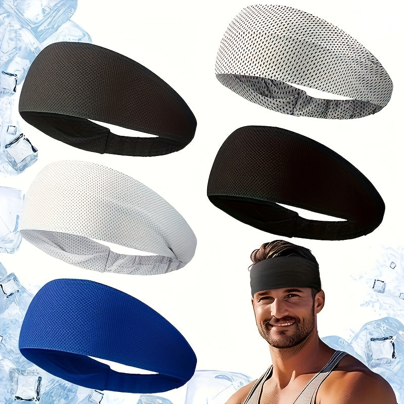 5pcs Men's Summer Cooling Headband Set for Hot Weather Sports