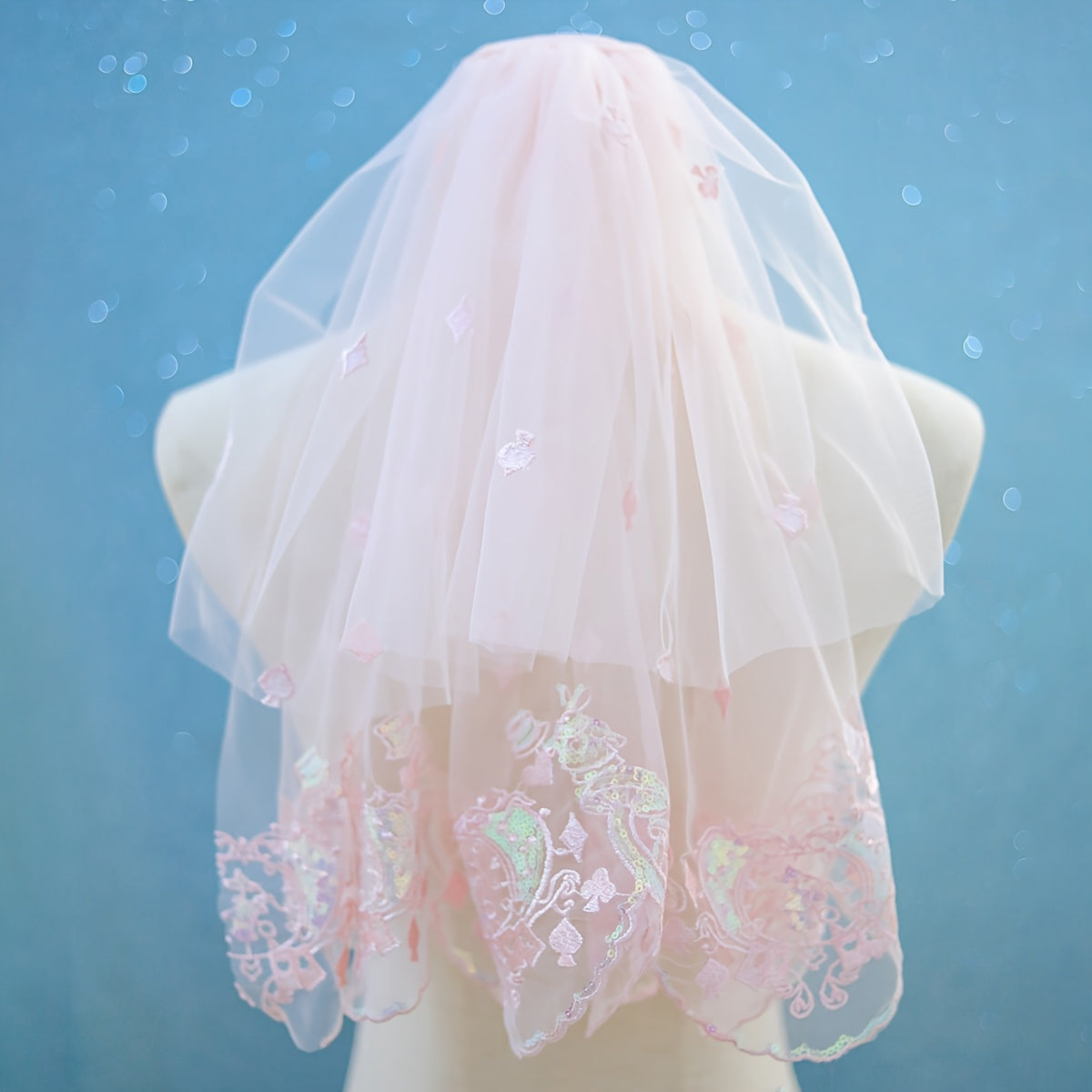 Yarn Wedding Veil Castle Print Sequin Headpiece Bridal Hair Accessories