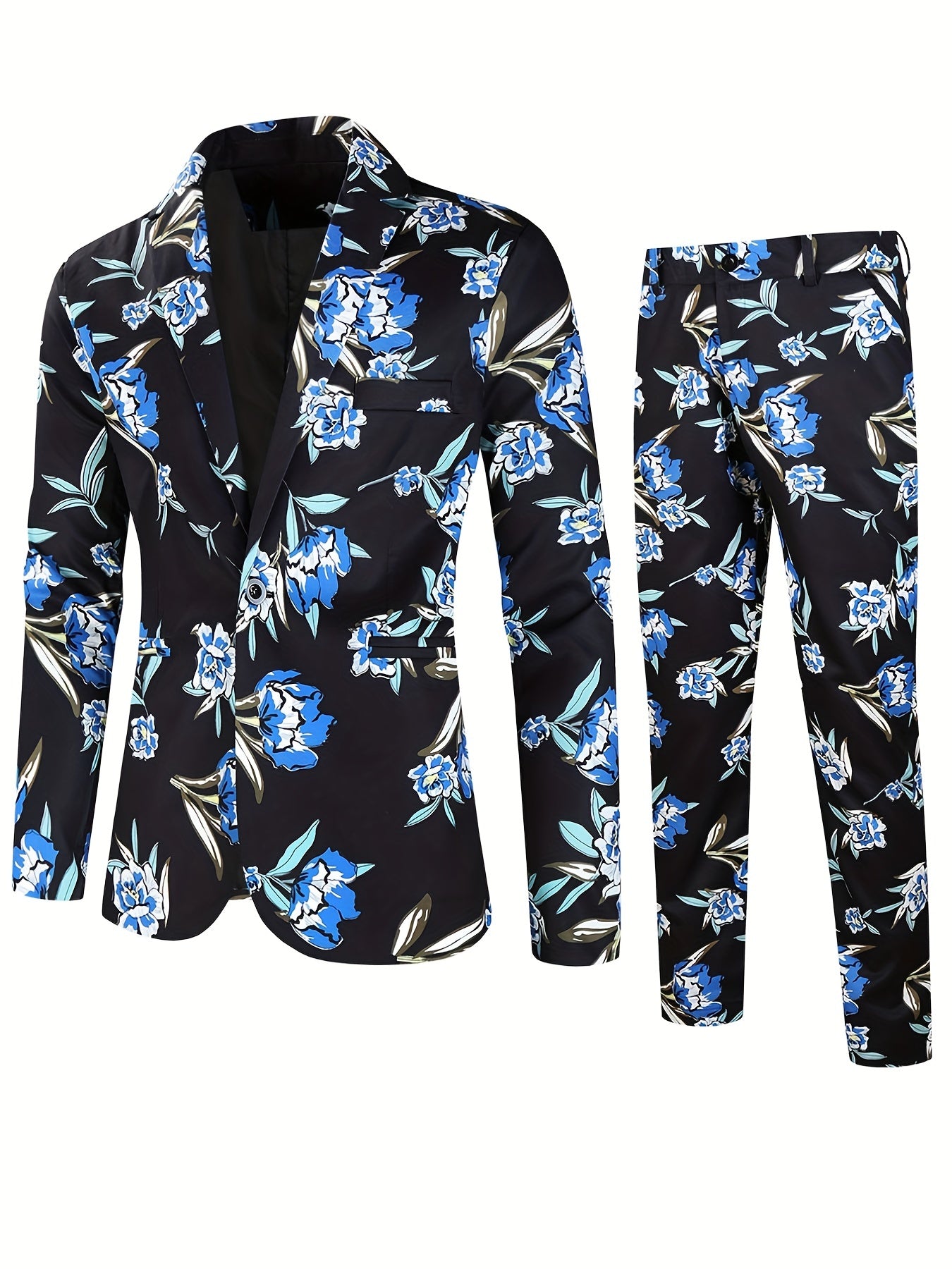 Rose Full Body Print Men's Business Suit