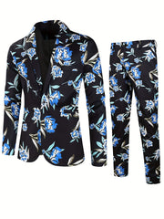 Rose Full Body Print Men's Business Suit