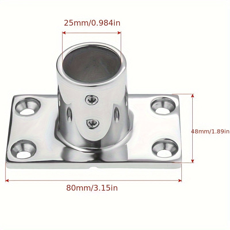 1pc Stainless Steel Handrail Accessory for 1.25mm Pipe with Rectangular Base