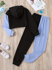 Girls Butterfly Print Hoodie & Sweatpants Set