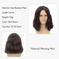 Curly Dark Brown Men's Wig Middle Part Cosplay Anime Heat Resistant