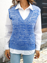 Women's V Neck Sleeveless Knitted Vest Casual Top
