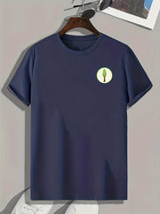 Cartoon Tree Print Men's Comfy T shirt Active Slightly Stretch Tee
