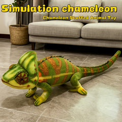 Realistic Chameleon Plush Toy Green & Orange Lizard Stuffed Animal
