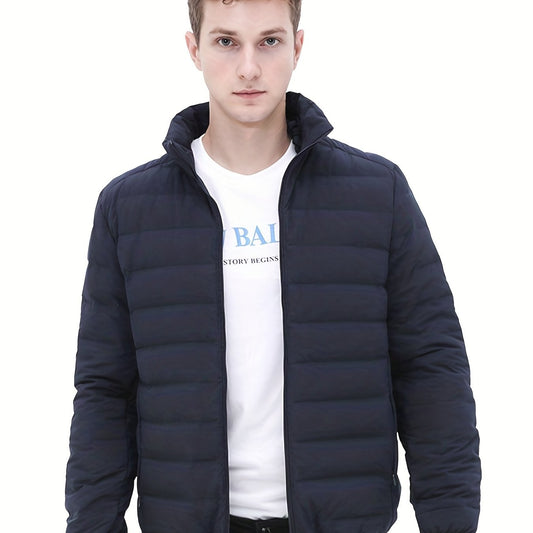 Men's Lightweight Puffer Jacket Stand Collar Outwear for Fall Winter