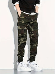 Camouflage Pockets Men's Cotton Cargo Pants Comfy Jogger Pants Work Pants