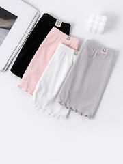 4pcs Girl's Ribbed Leggings Solid Underwear Breathable Comfy Underpants