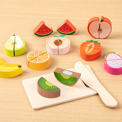Wooden Play Kitchen Cutting Set Toy Realistic Food