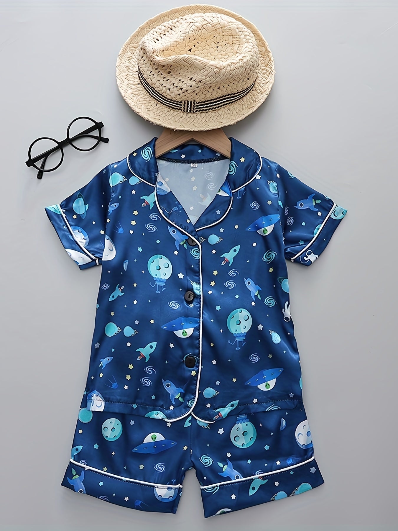 Boys Rocket & Planet Pajamas Set Short Sleeves Tops & Bottoms