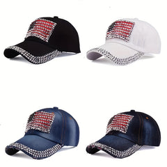 National Flag Style Diamond Denim Peaked Cap Baseball Cap