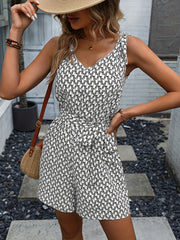 Tie Strap Romper Jumpsuit Sleeveless Belted Romper
