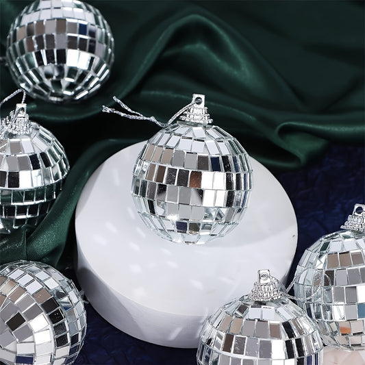 6pcs Glass Mirror Reflective Ball Christmas Tree Hanging Ornaments