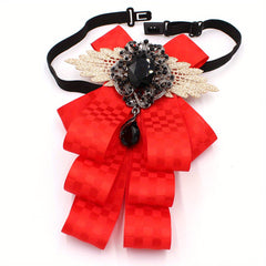 Classic Crystal Bow Tie Lace Wings Plaid Pattern Bowknot Pre tied Neckties
