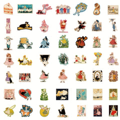 50pcs Cartoon Fairy Tale Girl Series Stickers For DIY Decoration