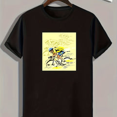 Cycling Pattern Print Men's Sports T-shirt - Summer Fitness Clothes