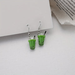 Summer Resin Earrings Multicolor Milk Tea Cup Girls Jewelry