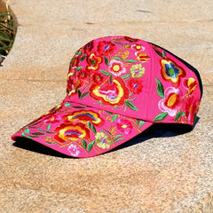 Rose Embroidery Backless Baseball Cap Boho Ponytail Sun Hat