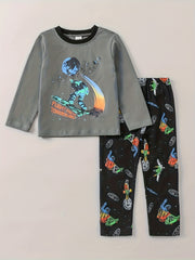 Kids Printed Crew Neck Set Long Sleeve