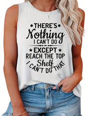 Casual Tank Top Women's Plus Letter Print