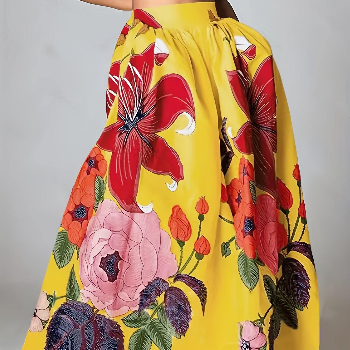 Women's Plus Floral Print Maxi A-line Dress