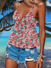 Floral Print V Neck Knot Cami Top