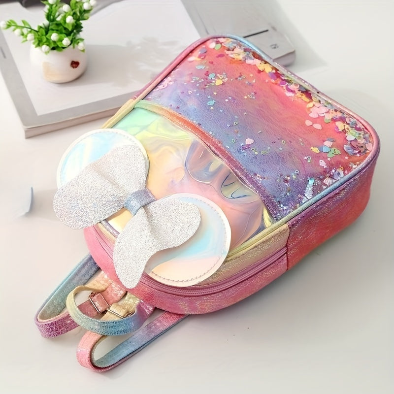 Kids Bow Wings Decor Sequins Backpack