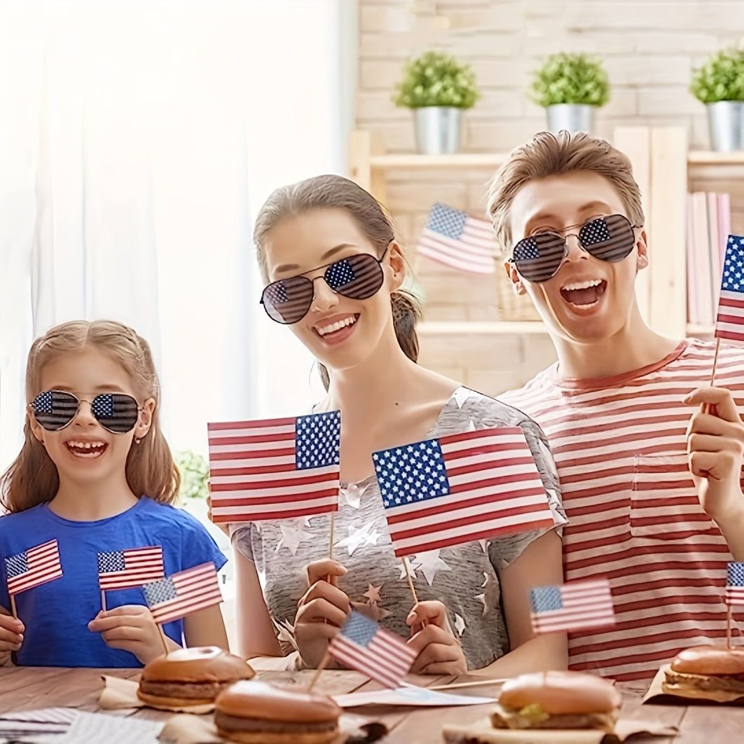 Men's Metal Frame American Flag Sunglasses