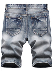 Men's Ripped Denim Shorts Street Style Distressed Summer Wear