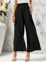 Ruffle Trim Wide Leg Pants Casual Loose Pants For Spring & Summer