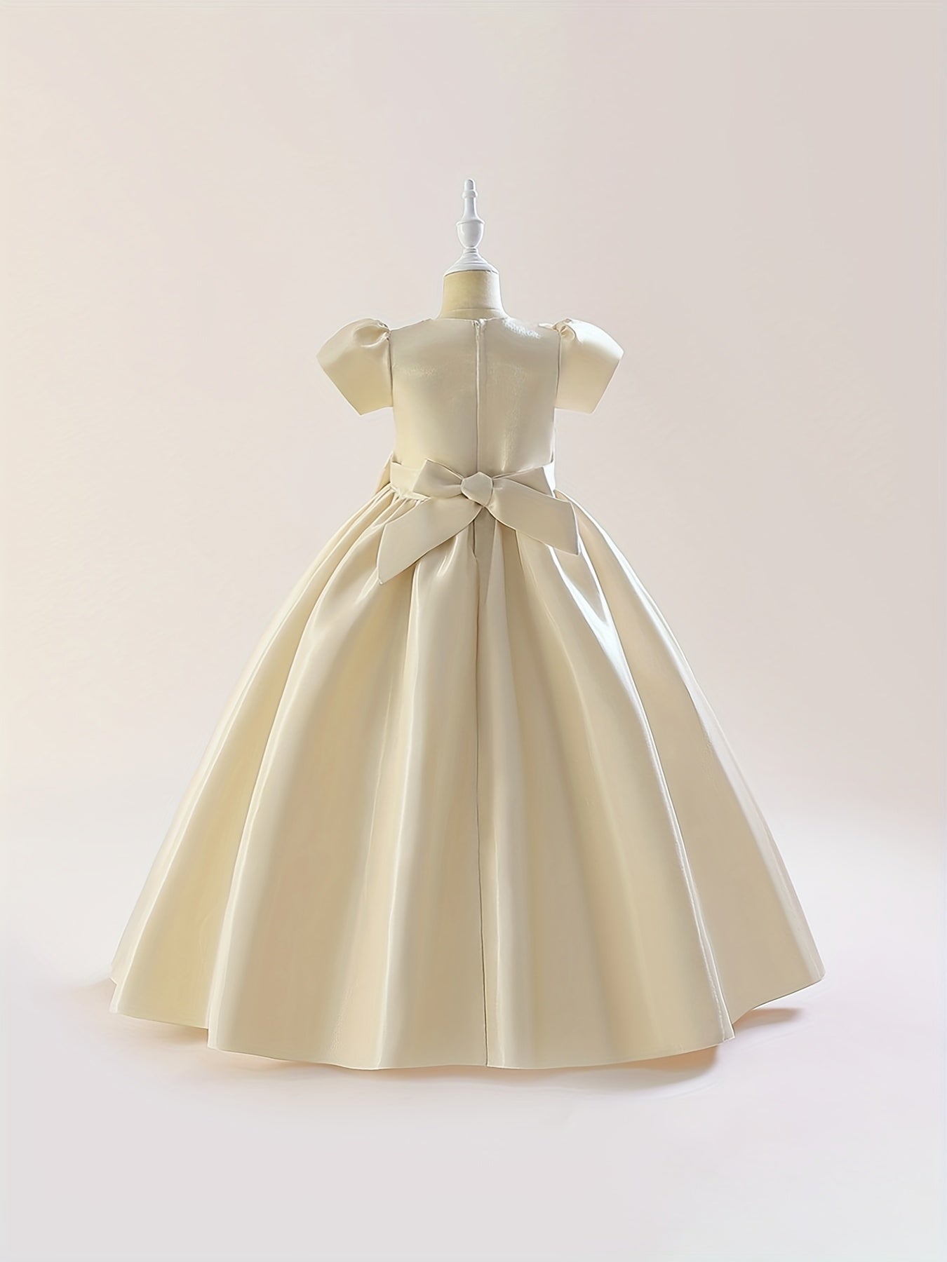 Girl's Satin Big Bowknot Maxi Evening Dress