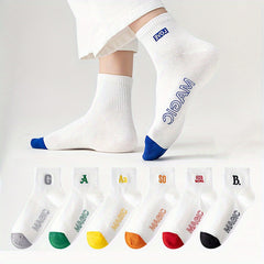 6 Pairs Letter Print Sports Short Socks Women's Stockings