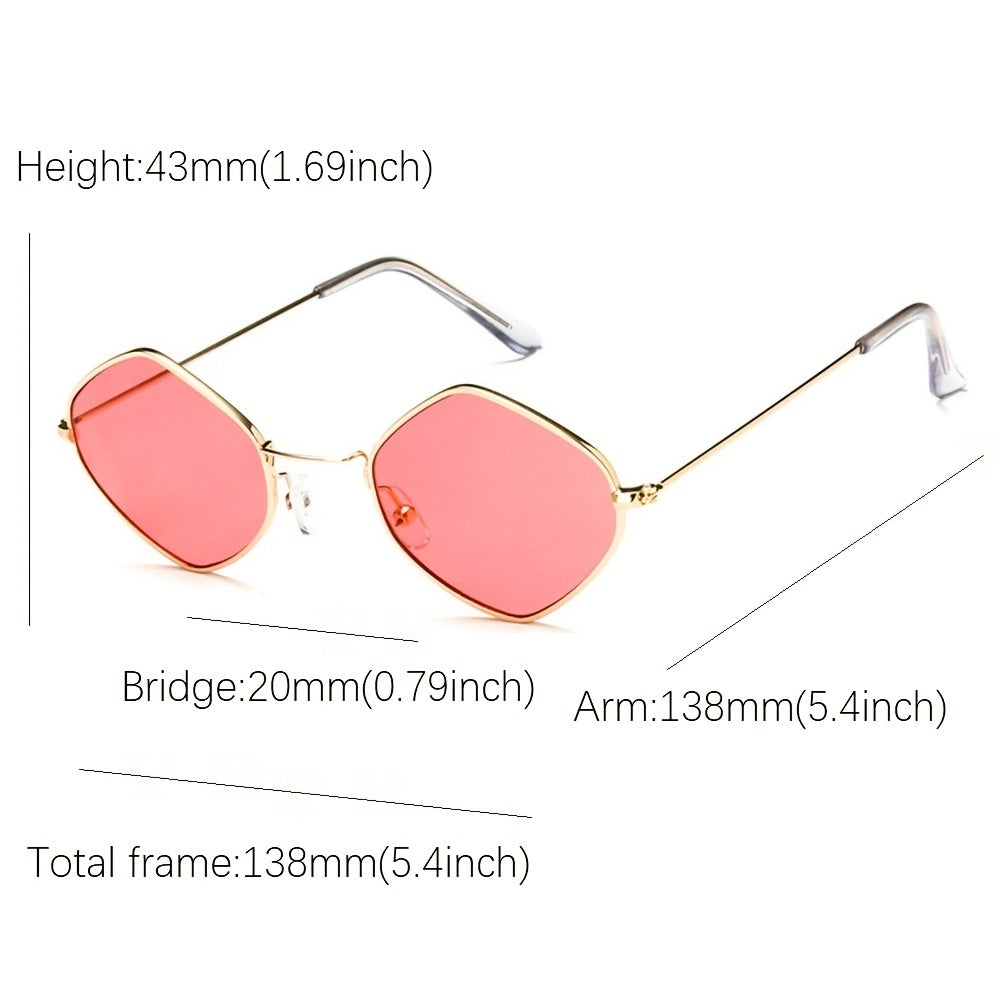 Colorful Metal Square Sunglasses with Transparent Lenses