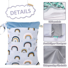 8 15 7 Inch Wet & Dry Bag Waterproof 2 Zip Pockets Swimsuit Cloth Diaper