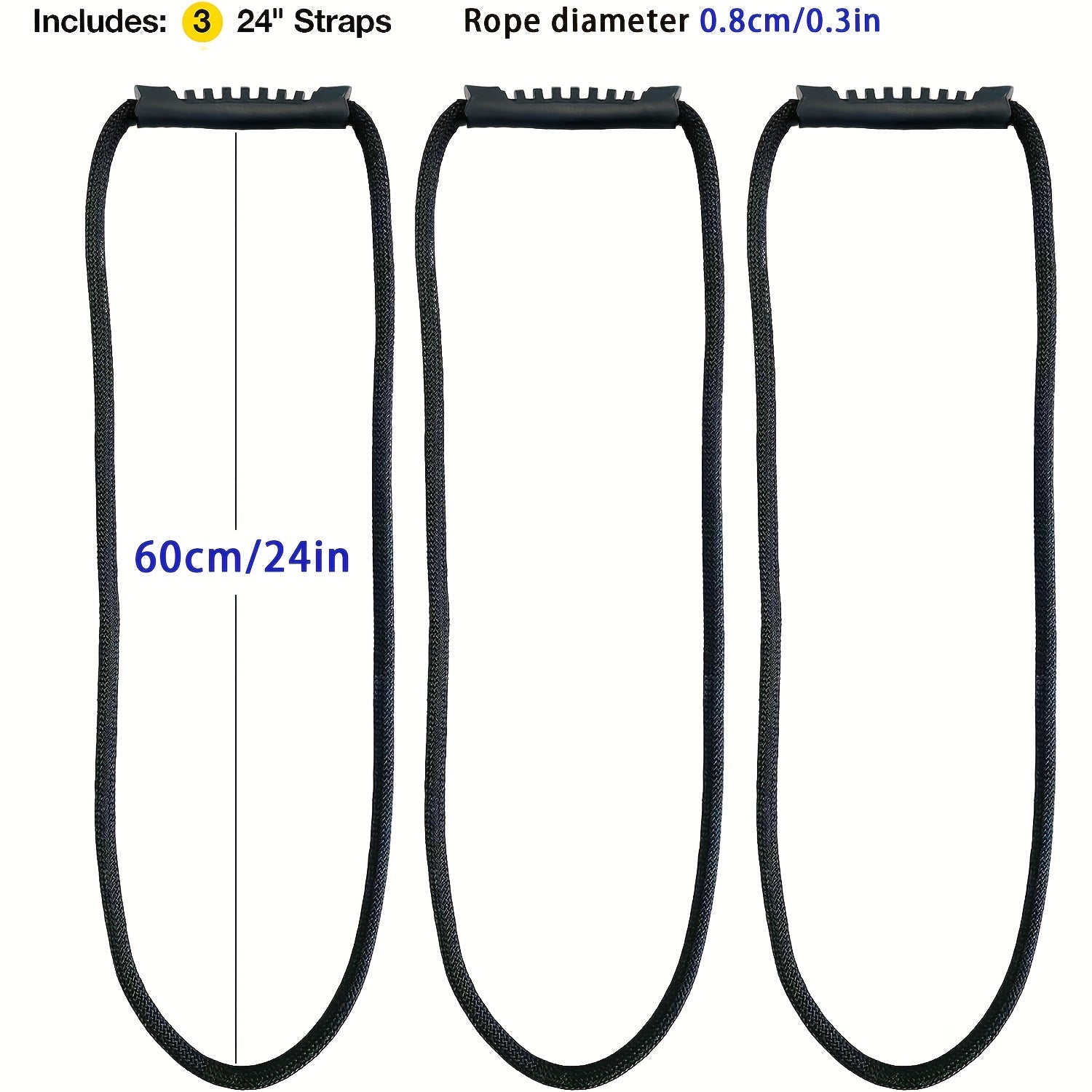 3pcs 24in Storage Strap With Handle Extension Cord Organizer