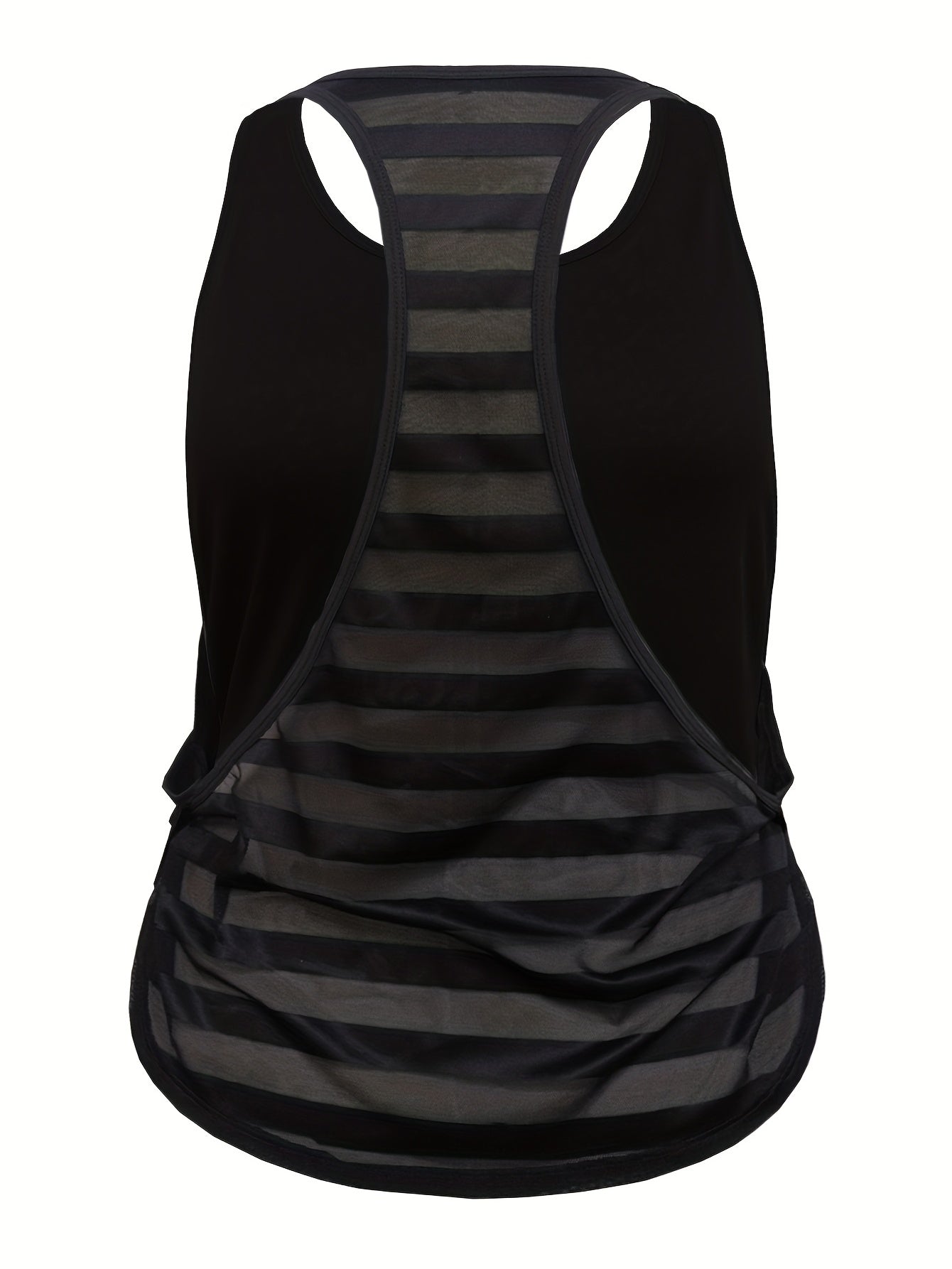 Mesh Contrast Tank Top Round Neck Stretchy
