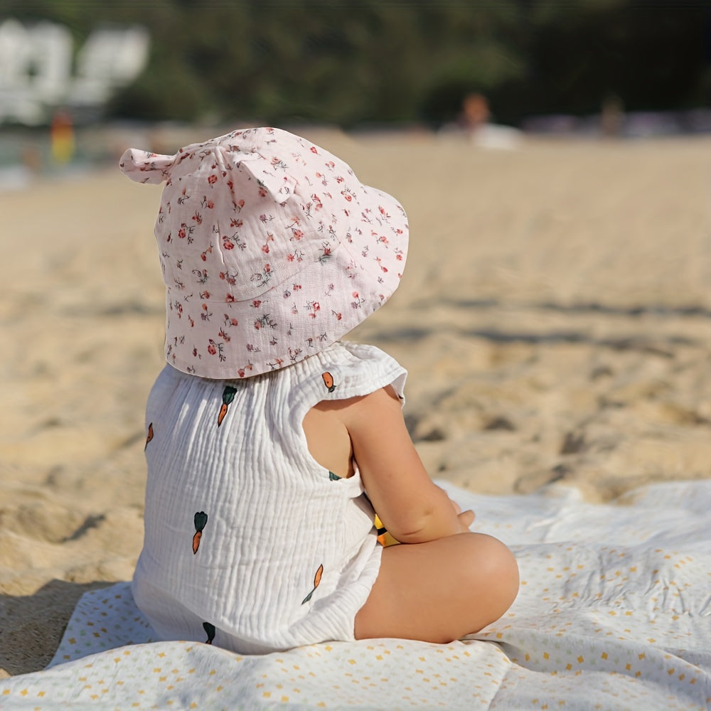 Baby Rabbit Ears Bucket Hat Cotton And Hemp Cloth Material