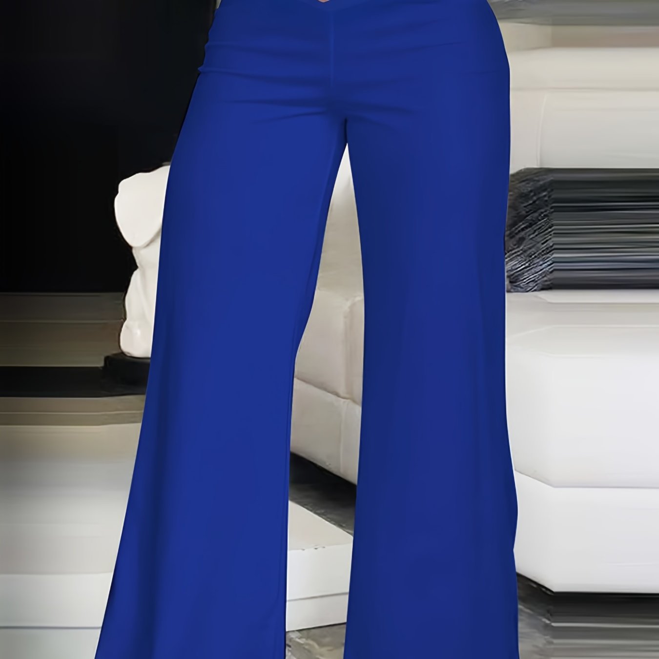 Wide Leg Trousers High Rise Criss Cross V Waist
