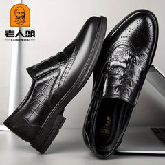 LAORENTOU Men's Brogue Carved Derby Shoes Pointed Toe Wingtip Oxfords