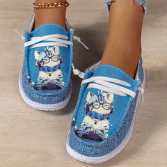 Cartoon Cat Pattern Flat Women's Casual Shoes