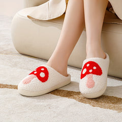 Women's Mushroom Pattern Slippers Plush Lined Shoes