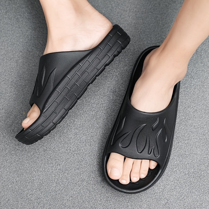 Men's Flame Pattern Cloud Slides Slippers Lightweight Non Slip Shoes